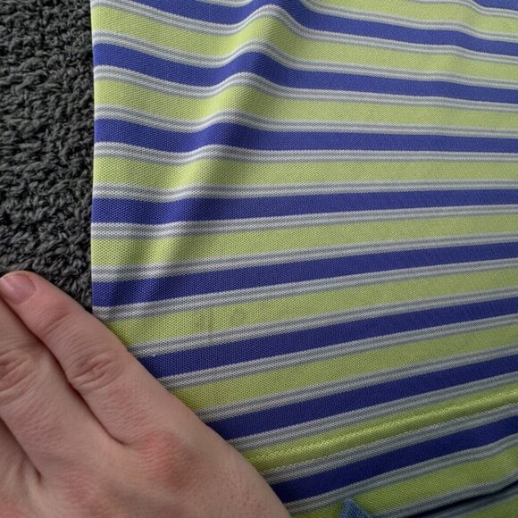 Footjoy Men Striped Purple Green Polo Shirt Medium Stretch Golf Adult S/S - Picture 11 of 15